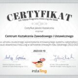 CERTYFIKAT JAKOŚCI KSZTAŁCENIA dla CKZiU
