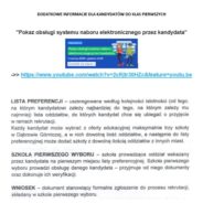 DODATKOWE INFORMACJE DLA KANDYDATÓW DO KLAS PIERWSZYCH